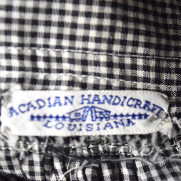 Acadian Style Bonnet Historic Reproduction Hat Costume Gingham Check Ruffles - Picture 10 of 12